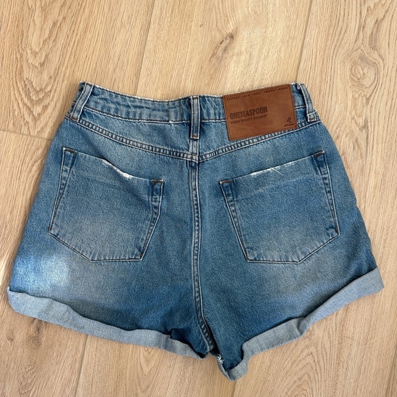 One Teaspoon Distressed Blue Jean Shorts - Picture 2 of 3